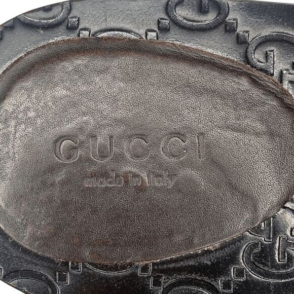 Gucci GG Web Stripe Thong Sandals EU 38.5 US 8.5 Brown Flip Flop Slide Flat Heel - Picture 12 of 13